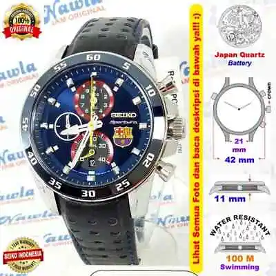 Brand New SEIKO Sportura SPC089P1 Chronograph FC Barcelona 7T82 Quartz Men Watch • $419