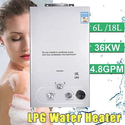 6L/18L Instant Hot Water Gas Boiler LPG Tankless Propane Camping Heater Shower • £85.89