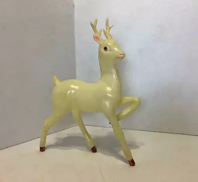 Vintage Christmas Celluloid Plastic Prancing Deer Reindeer White 9  Japan • $19.99