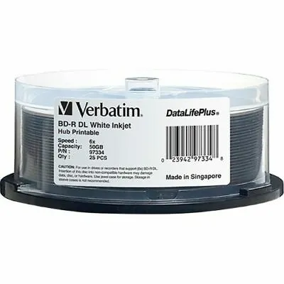 10 VERBATIM 6X Blu-Ray BD-R DL Dual Layer 50GB White Inkjet Printable In Sleeve • $39.90