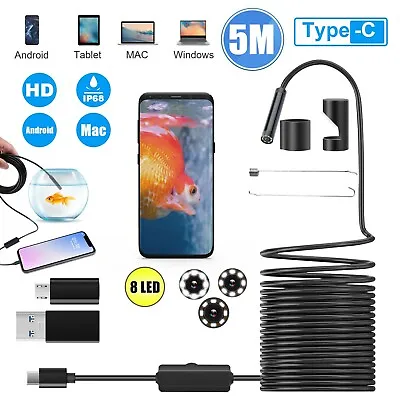 Pipe Inspection Camera Endoscope Video Sewer Drain Cleaner Waterproof Snake USB • $30.99