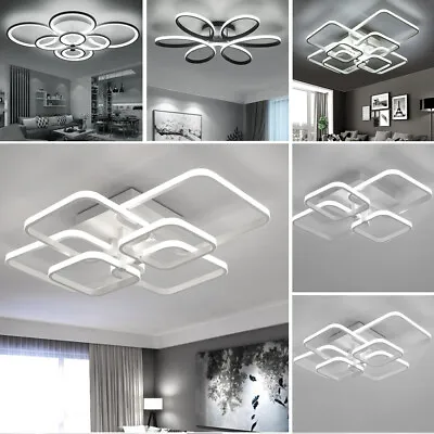 Modern Lamp Square/Ring LED Ceiling Light Chandelier Lights Living Dining Room • £34.99