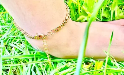 9ct 9k Yellow Gold Plated Belcher Ankle Chain Anklet New Born - Large All Sizes • £6.99