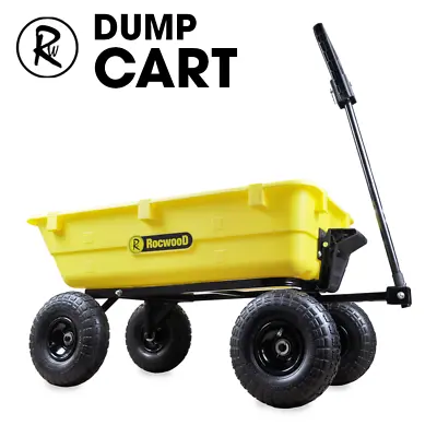 Poly Dump Cart Trolley RocwooD 80L Garden Tipping Wheelbarrow 250kg Utility • £62.99