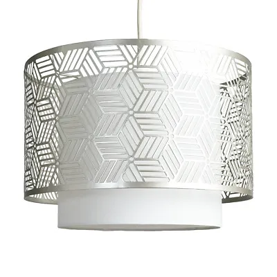 Ceiling Light Shade Chrome Mesh Lampshade Drum Pendant Living Room Lighting LED • £21.99