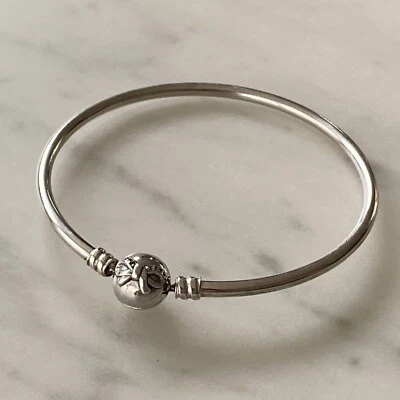 $45 • Buy PANDORA Silver Moments Charm Bow Bangle Bracelet With CZ