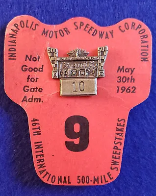 $139 • Buy 1962 Indy 500 - SILVER #10 (LOW Number) Pit Badge W/ BUC #9 - ROGER WARD WINS!
