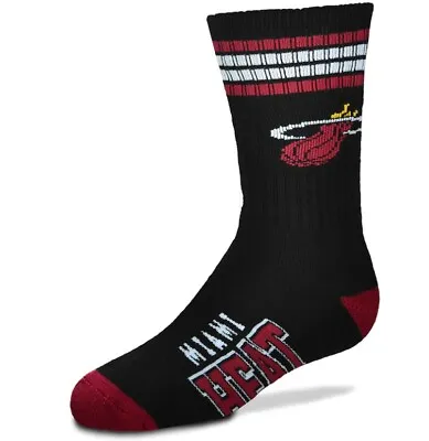 Miami Heat Basketball 4 Stripe Crew Socks Youth • $6.99