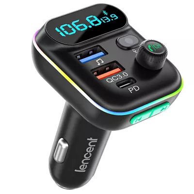 LENCENT Bluetooth 5.0 Car Adapter FM Transmitter USB AUX Radio MP3 Music Player • $14.99