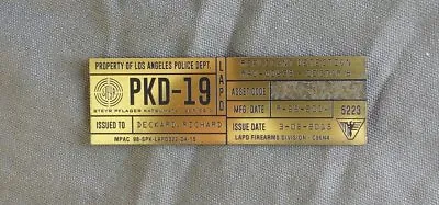 Custom Blade Runner Pkd 2019 Blaster Property Tag Prop Gold Tone Brass Finish • $29.99