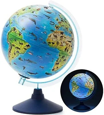 25CM Zoo Geo Illuminated Globe With Cable Free LED Light 2 In 1 Day And Night E • £45.46