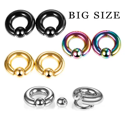 1pc Surgical Steel Captive Bead Ring Cartilage Ear Piercing Tragus Big Earrings • £2.63