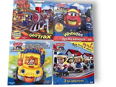 Fisher Price Little People Adventures Wheelies GeoTrax Childrens DVD Lot Of 4 • $15