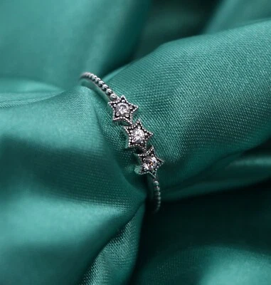 £9.79 • Buy New Sterling Silver Celestial Stars Crystals Women Ring Cz S925 Ale Gift
