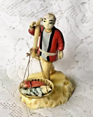 Miniature Plastic Japanese Seafood Seller Figurine  7cm Tall • £15