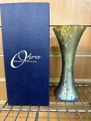 Okra Glass Vase 7.5” Iridescent Green • £60