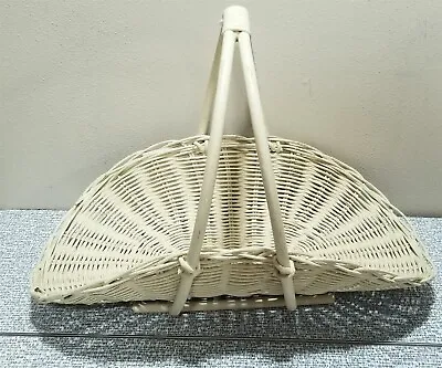 Vintage Woven WICKER GATHERING Herb Flower BASKET French Country Wedding Garden • $19.95