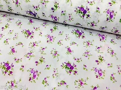 Vintage  Floral Ditsy Shabby Chic Poly Cotton Printed Fabric 44  Wide M341 Mtex • £5.95