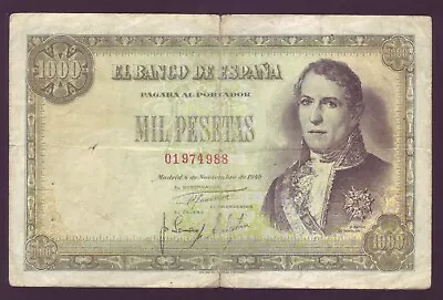 Banknotes Spain 1000 Pesetas Year 1949 Ramon Of Santillán - Without Series • £34.56