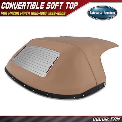 Tan Convertible Soft Top For Mazda Miata 90-97 99-05 W/ Glass Window & Rain Rail • $259.99