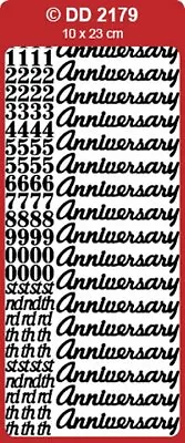 DD2179 Anniversary Number Peel Off Stickers Gold Silver Black Copper Card Making • £1.15