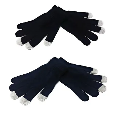 ADULTS Touch Screen Gloves Stretch Winter Mens Black Ladies Womens Phone Magic • £2.99