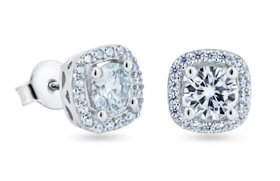 2ct/pair Moissanite Brilliant Round Cut Cluster  Earrings 925 Sterling Silver US • $38.50