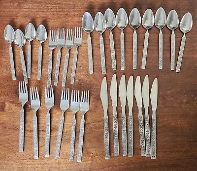 Gold Standard Japan  Night Blossom  30 Piece Stainless Flatware Set MCM • $70