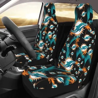 2pcs Miami Dolphins Elastic Car Seat Covers Hawaii Printed Seat Cover Soft • $27.44