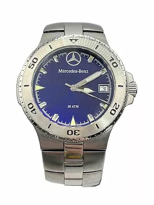 Mercedes-Benz 715 Stainless Steel Blue-Faced Wristwatch Screwback 6.5  Adjust • $39.99