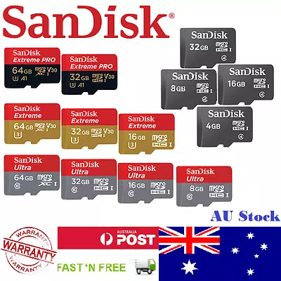 Sandisk Micro SD Card 4GB 8GB 16GB 32GB 64GB - Extreme/ProUltra - AU STOCK • $2.99