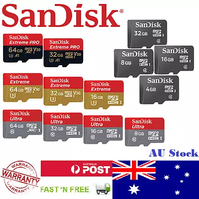 Sandisk Micro SD Card 4GB 8GB 16GB 32GB 64GB - Extreme/ProUltra & Microsd Reader • $27.99