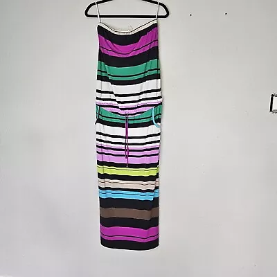Jules & Jim Maternity Maxi Stripe Colorful Loungewear Dress Pockets Size S Small • $18