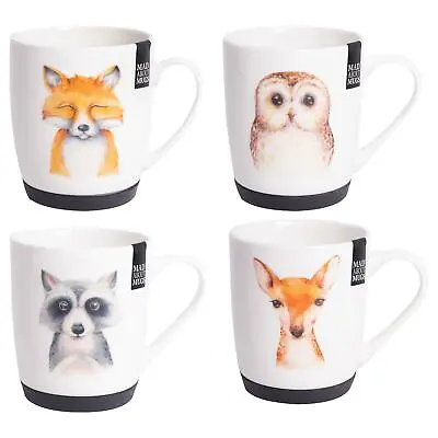 Set Of 4 Non Slip Animal Mugs Porcelain Coffee Tea Cup 11oz Home Kitchen • £13.99