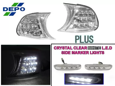 DEPO White LED Clip-On Clear Corner + Side Marker Light For 1999-2001 BMW E46 2D • $104.75