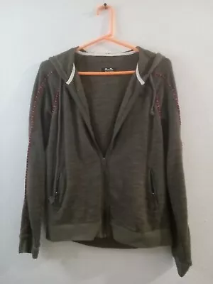 MISS ME Womens Size MEDIUM Hooded Zip Up Sweater Brown PREOWNED • $18.55