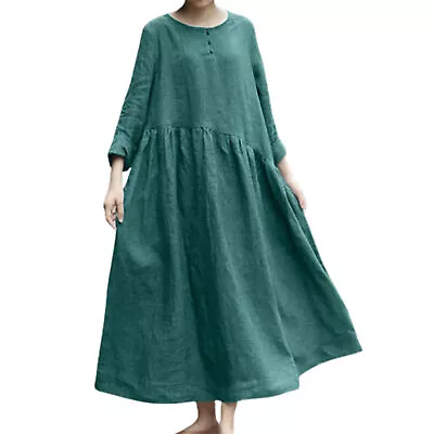 Maxi Dress Irregular Stitching Plus Size O-neck Loose Fit Women Oversized Dress • $31.96