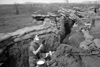 Vietnam War Marine Shaving In Trenches PHOTO USMC Khe Sahn Base 68 • $4.68