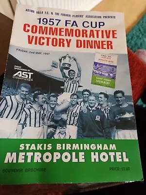 Signed 1957 FA Cup  Commerative Victory Dinner 02/05/1997 Brochure • £4