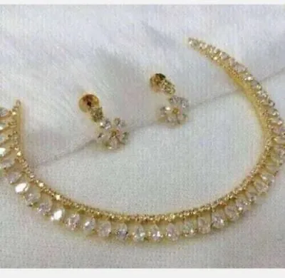Indian Bridal Kundan Wedding Gold Plated Choker Necklace Jewelry Set For Women • $17.47