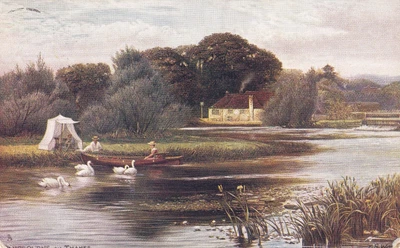 £3 • Buy Pangbourne On Thames. Old Tuck's 'Oilette' Postcard. 1904. Stamp Removed. Wear.