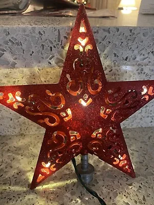 Christmas Tree Topper Lighted RED Star Light Up Lamp Home Party Ornament Decor • $8.99