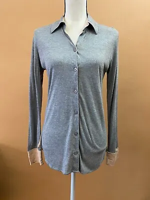 Majestic Paris Gray 100% Viscose Silk Back Soft Touch Shirt Top Small *flaw* • $24.99