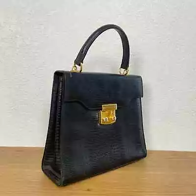 Vintage Victor Hugo Black Leather Embossed Handbag Shoulderbag • $175