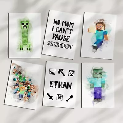 Minecraft Print - Bedroom Wall Art Poster - Personalised - Gaming - Creeper • £2.99