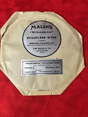 MALIN'S WILSTABRITE STAINLESS TROLLING WIRE 554FT NO. 4 .013 DIAMETER (38a) • $25