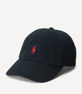 Mens Polo Baseball Cap Black Red Classic Unisex Adjustable Spring Summer Sale • £10.70