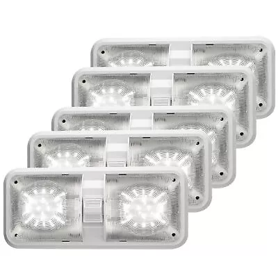 5x New RV LED 12v Ceiling Fixture Double Dome Light For Camper Trailer RV Marine • $38.95