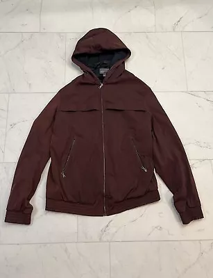 Vince Jacket Mens Large Maroon Windbreaker Full Zip Hooded Lined Lightweight • $39.99