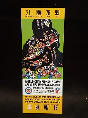 1968 SUPER BOWL II World Championship Orange Bowl TICKET SPRINT Replica • $23.28